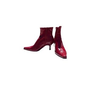 Red ankle boots
